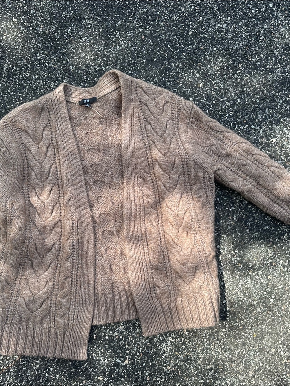 Uniqlo Cable Knit Open-Front Cardigan - Taupe